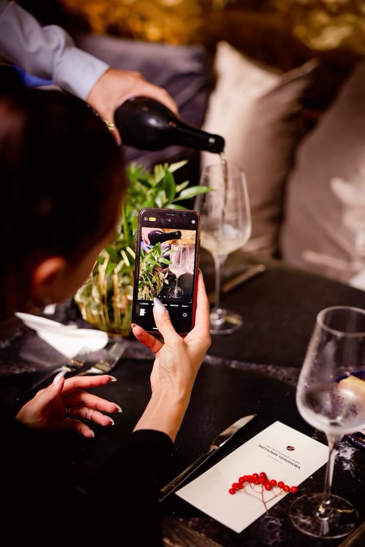 Bloggers shooting content in a restaurant